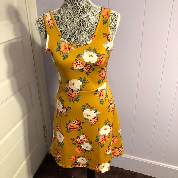 no comment Dresses & Skirts - Mustard floral dress no comment Dresses & Skirts - Mustard floral dress